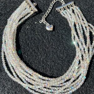 Gorgeous Stamped Coralee multi strand crystal choker.